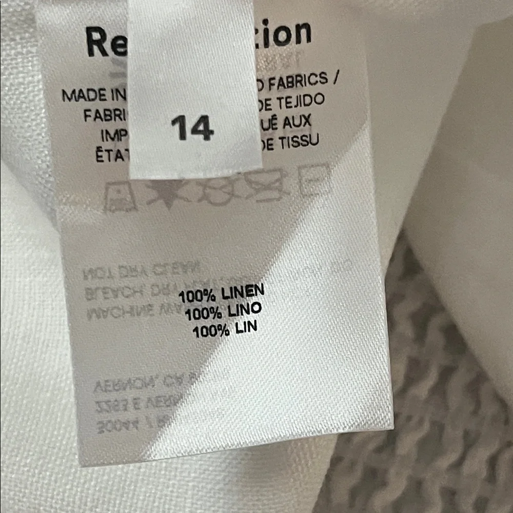 Reformation White Square Neck Puff Sleeve Blouse